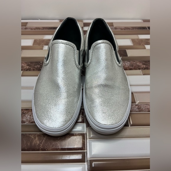 RARE🔥 VANS Slip On Sneakers Silver Dust Sparkle Shoes Sz 7.5 Men’s - 9 Women’s - Picture 9 of 15